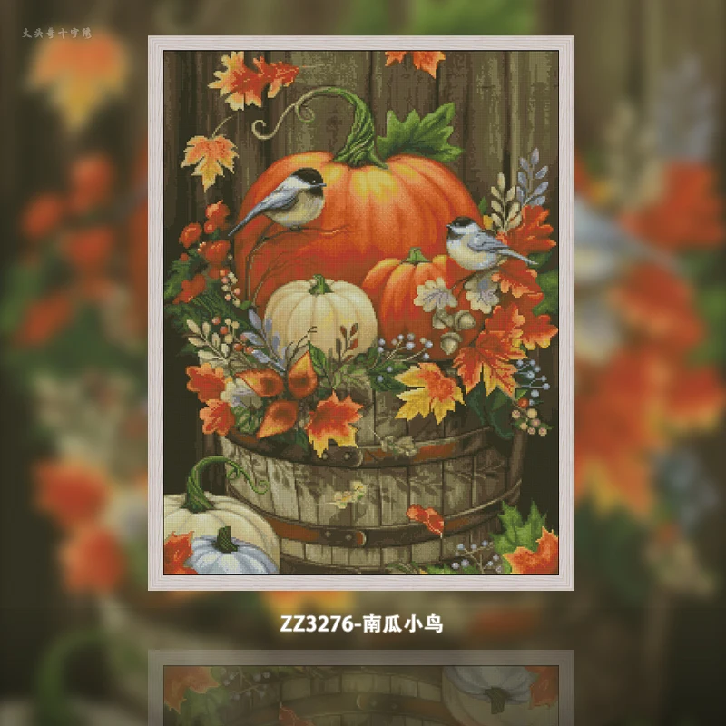 Cross Stitch Stamped Kits Beginners - [ZZ3276-호박 새] | 초보자를 위한 DIY