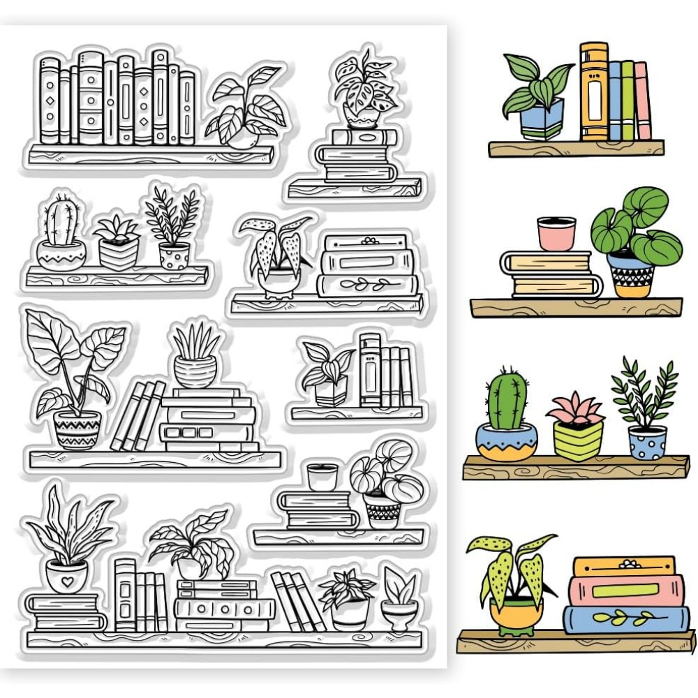 Clear Silicone Stamps For Card Making - 화분에 심은 책장 투명 스탬프, 책
