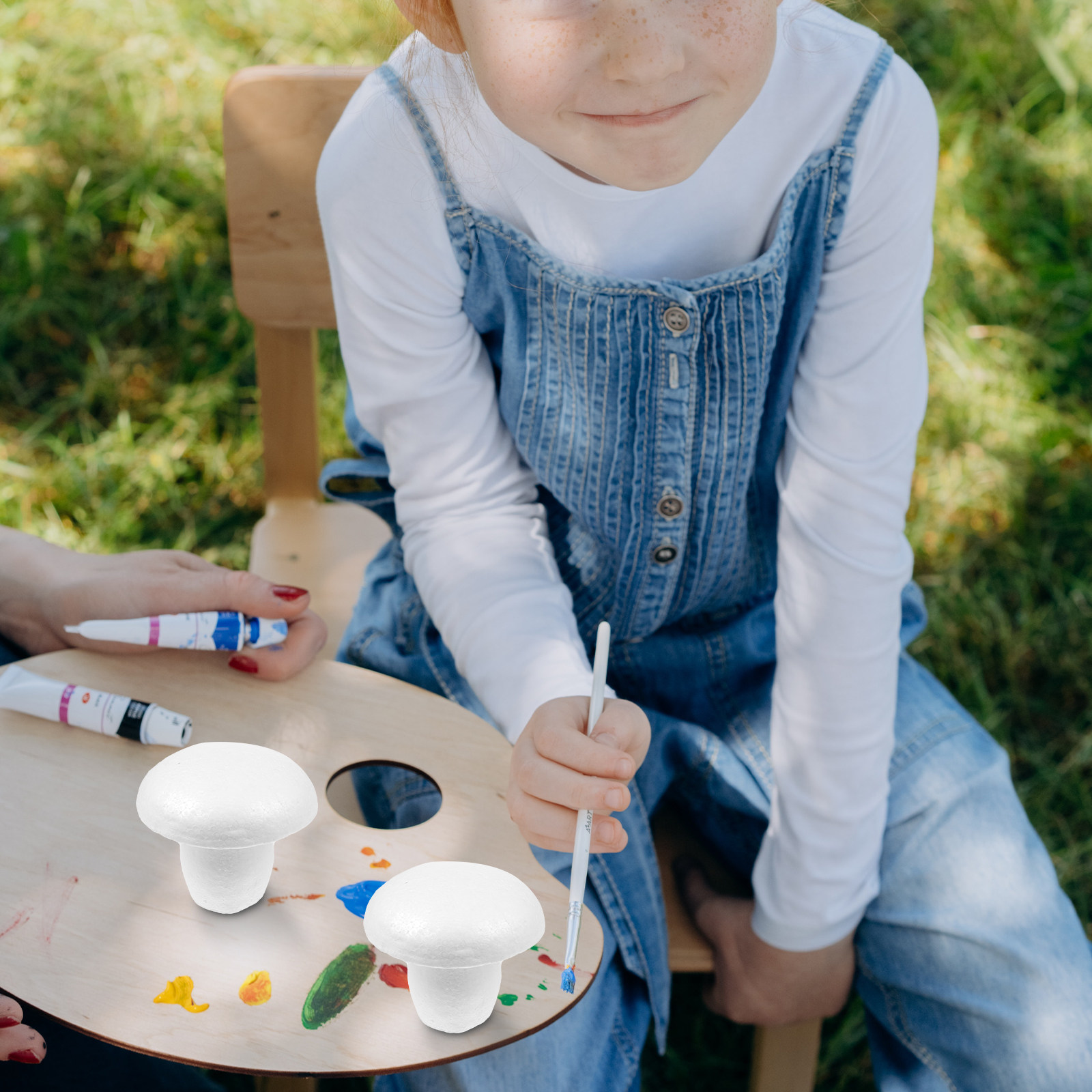 Painting Supplies - 5개입 폼 버섯 DIY 모델 화이트