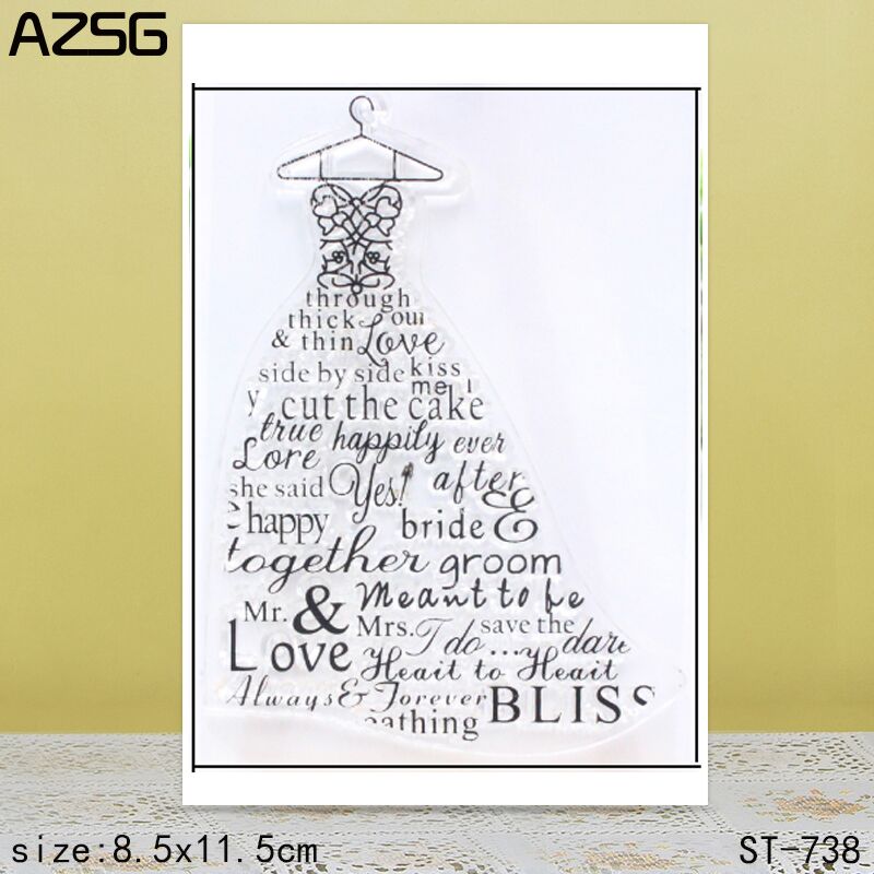 Clear Silicone Stamps For Card Making - AZSG 웨딩 드레스 DIY Scrapbooking/카드 만들기/앨범
