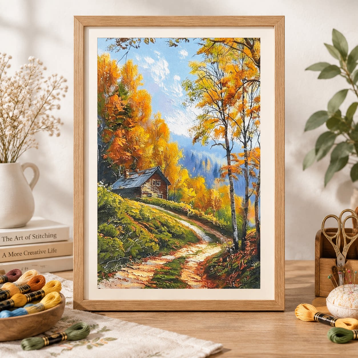 Cross Stitch Stamped Kits Beginners - [ZZ9250-가을 숲 속 오두막] 초보자를 위한