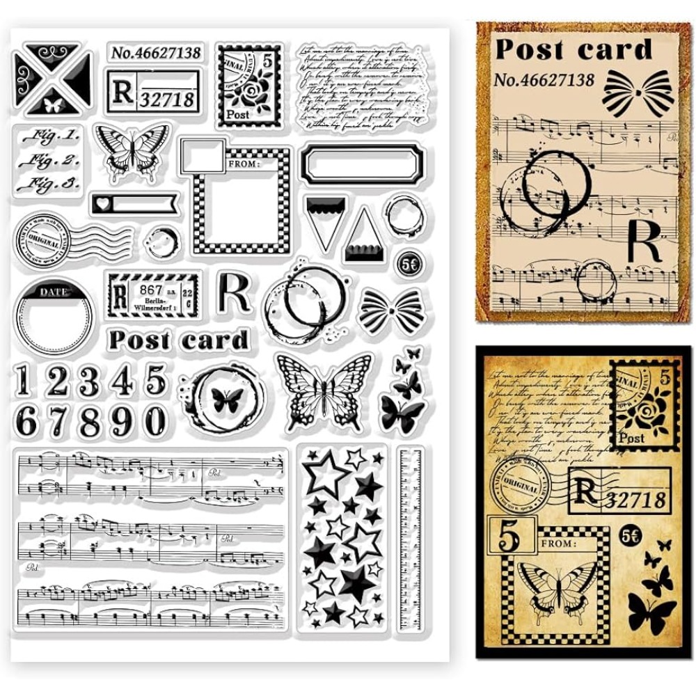 빈티지 텍스트 투명 우표, 다양한 패턴, 실리콘 스탬프 - Clear Silicone Stamps For Card Making 리뷰 및 가격