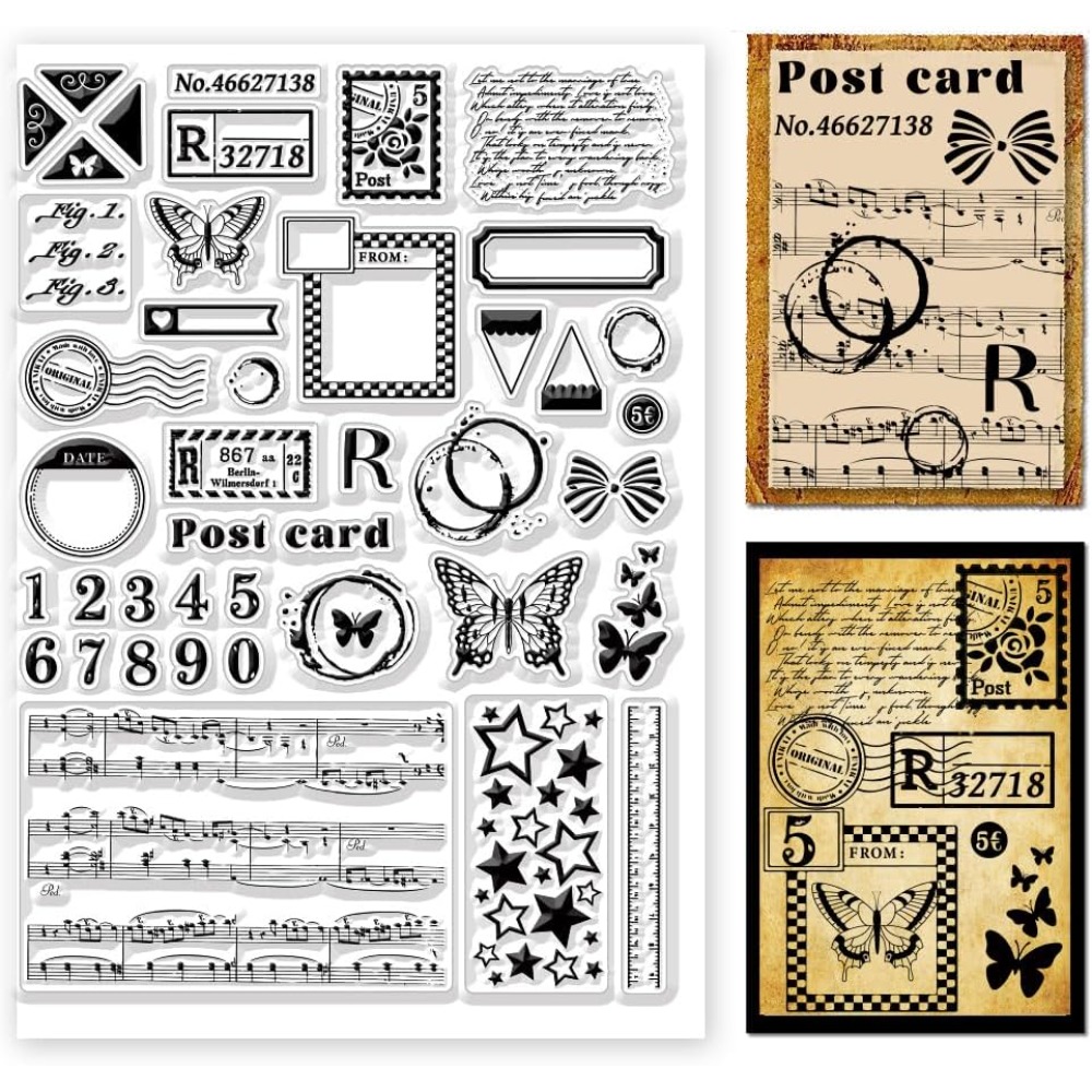빈티지 텍스트 투명 우표, 다양한 패턴, 실리콘 스탬프 - Clear Silicone Stamps For Card Making 리뷰 및 가격