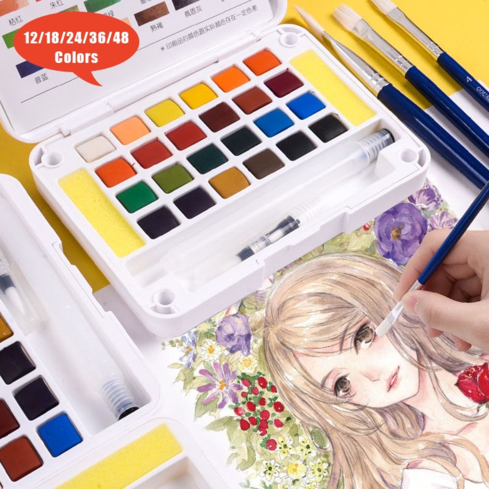 전문가용 수채화 물붓펜 세트 12/18/24/36/48 - Watercolor Paint Set Solid Pigment 리뷰 및 가격