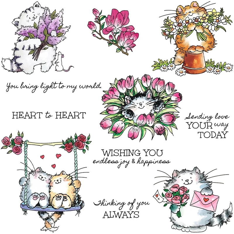 Suncraft 귀여운 키티 고양이와 꽃 클리어 스탬프 - Clear Silicone Stamps For Card Making 리뷰 및 가격