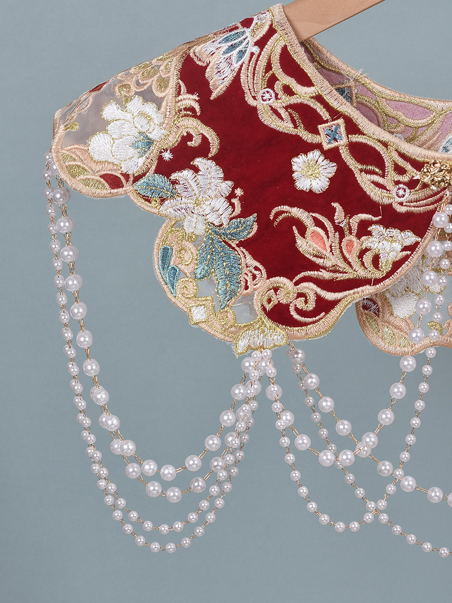 비즈 장식 레드 클라우드 칼라, 중국풍 빈티지 자수 페 - Beading 리뷰 및 가격