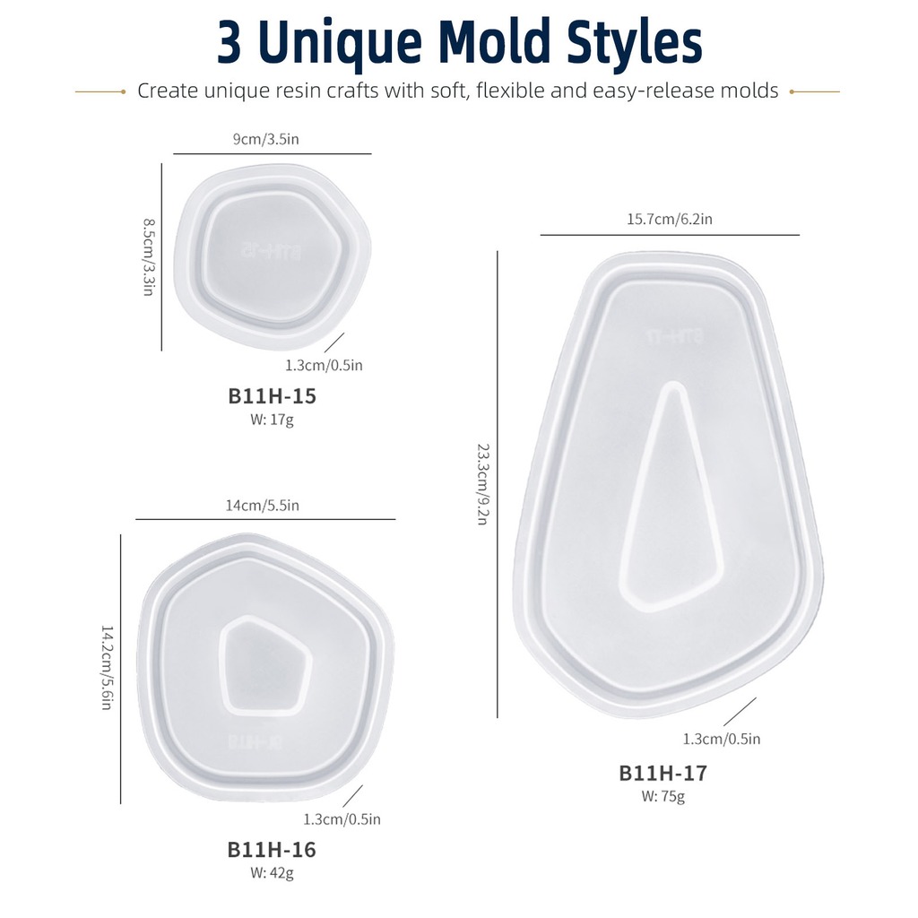3개 세트 불규칙 트레이 실리콘 레진 몰드 세트 기하학 - Silicone Epoxy Resin Molds Set 리뷰 및 가격