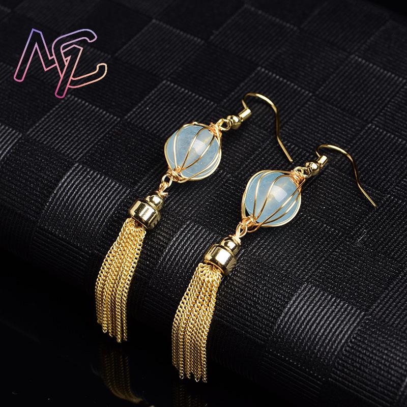 블루 천연 옥 구슬 귀걸이 패션 액세서리 부적 빈티지  - Beading 리뷰 및 가격