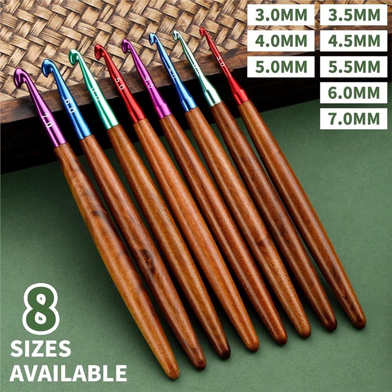 AB34-알루미늄 코바늘 세트, 나무 손잡이, 8개,  - Wooden Crochet Hooks Ergonomic Handle 리뷰 및 가격